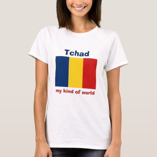 Tsjaadvlag + Kaart + Tekst T-shirt (Voorkant)
