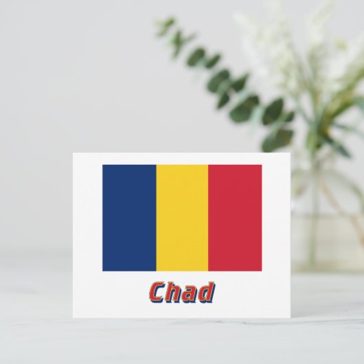 Tsjaadvlag met naam briefkaart (Staand voorkant)