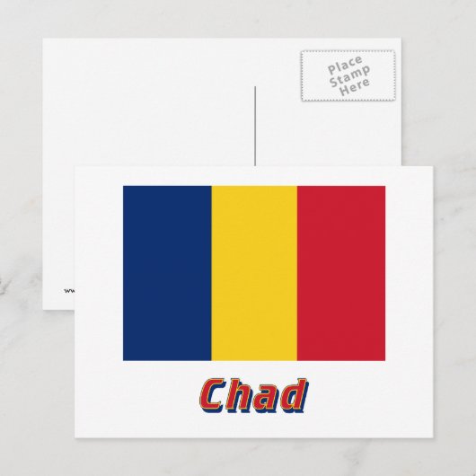 Tsjaadvlag met naam briefkaart (Voorkant / Achterkant)