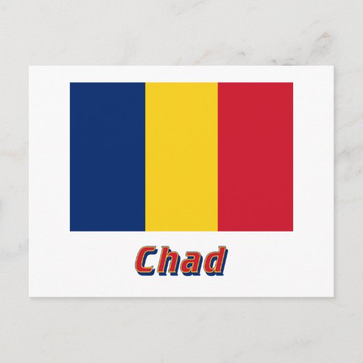 Tsjaadvlag met naam briefkaart (Voorkant)