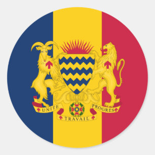 Tsjadische vlag en wapenschild, vlag van Tsjaad Ronde Sticker