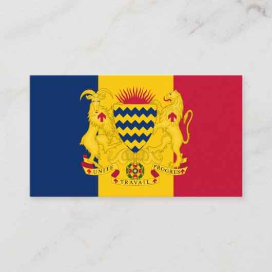 Tsjadische vlag en wapenschild, vlag van Tsjaad Visitekaartje (Voorkant)