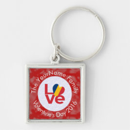Tsjadische Vlag Rode Letters LOVE Wit op Rood Sleutelhanger