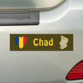 Tsjadjad vlag hart + kaart bumpersticker (Op auto)