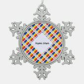 Tsjadvlag Tegel zwart gepersonaliseerd  Tin Sneeuwvlok Ornament (Voorkant)