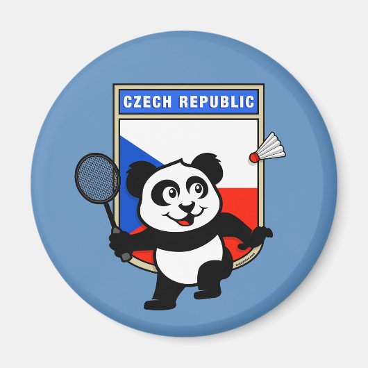 Tsjechië Badminton Panda Magneet (Voorkant)