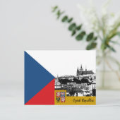 Tsjechië briefkaart, Praag & Tsjechische Vlag / pa Briefkaart (Staand voorkant)