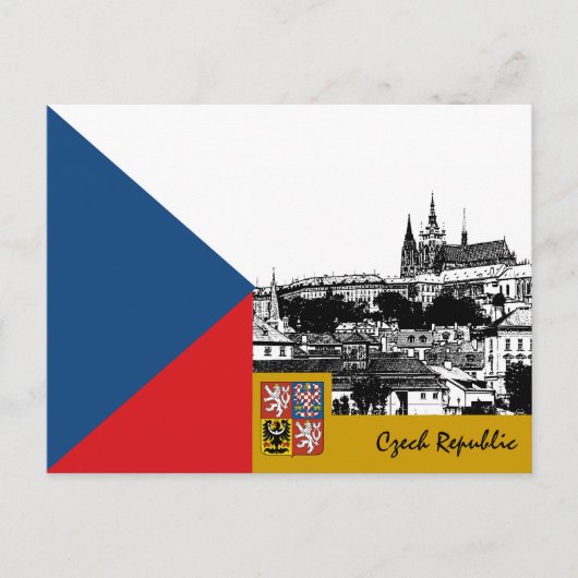 Tsjechië briefkaart, Praag & Tsjechische Vlag / pa Briefkaart (Voorkant)