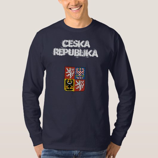 Tsjechië Ceska Republika met wapenschild T-shirt (Voorkant)