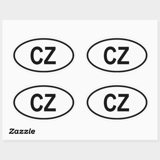 Tsjechië "CZ" Ovale Sticker (Vel)