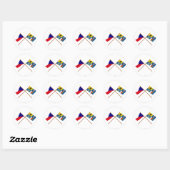 Tsjechië en Moravië-Silesia Crossed Flags Ronde Sticker (Vel)