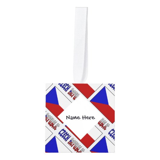 Tsjechië en Tsjechische vlag betegeld gepersonalis Decoratie (Voorkant)