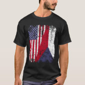 Tsjechië Roots Halve Amerikaanse vlag Tsjechië T-shirt (Voorkant)