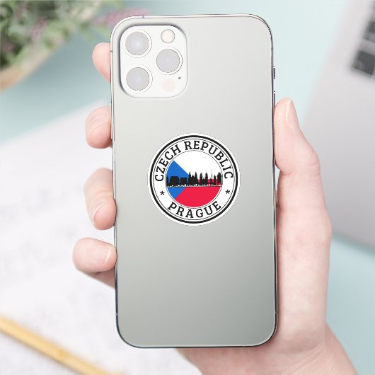 Tsjechië Seal Sticker Round Flag voor laptop. (Telefoon)