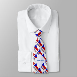 Tsjechië Tsjechische Republiek Vlag Getegeld Blauw Stropdas