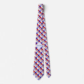 Tsjechië Tsjechische Republiek Vlag Getegeld Blauw Stropdas (Voorkant)