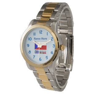 Tsjechië Tsjechische Vlag Zwart Personalisatie  Horloge