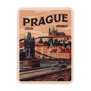Tsjechië vintage reis Praag Tsjechische Republiek Magneet