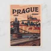 Tsjechië Vintage Reizen Praag Tsjechië Cadeaus Briefkaart (Voorkant)