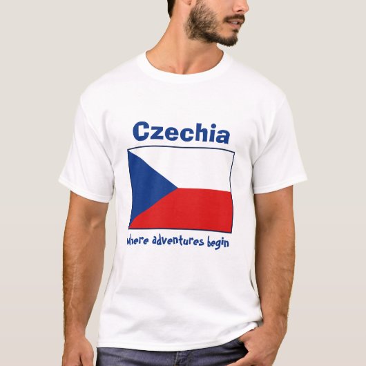 Tsjechië Vlag + Kaart + Tekst T-shirt (Voorkant)