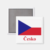 Tsjechië Vlag met naam in het Tsjechisch Magneet (Voorkant / Achterkant)