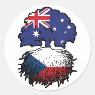 Tsjechisch Australisch - Boom Roots Vlag Ronde Sticker