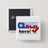 Tsjechisch hier (licht) vierkante button 5,1 cm (Voorkant /achterkant)