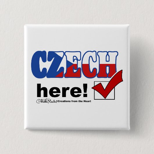 Tsjechisch hier (licht) vierkante button 5,1 cm (Voorkant)