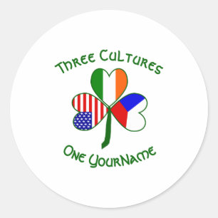 Tsjechisch Ierland Usa Shamrock Vlag Persoonlijk T Ronde Sticker