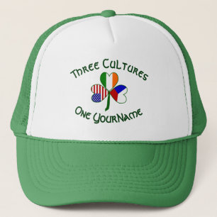 Tsjechisch Iers Amerikaanse Vlaggen Shamrock Perso Trucker Pet