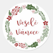 Tsjechisch kerstfeest, Veselé vánoce Ronde Sticker (Voorkant)
