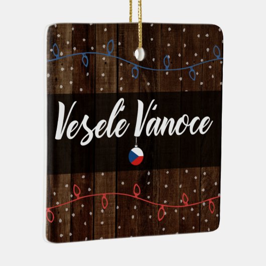 Tsjechisch kerstfeest, Veselé Vánoce Rustic Style Keramisch Ornament (Rechts)