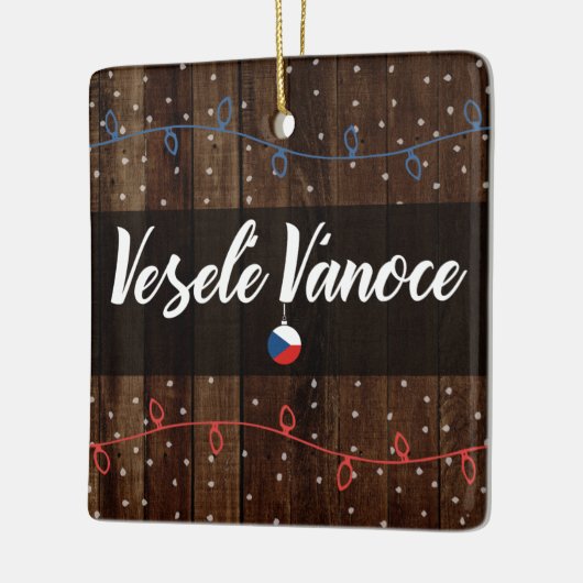 Tsjechisch kerstfeest, Veselé Vánoce Rustic Style Keramisch Ornament (Links)