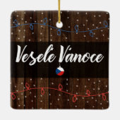Tsjechisch kerstfeest, Veselé Vánoce Rustic Style Keramisch Ornament (Achterkant)