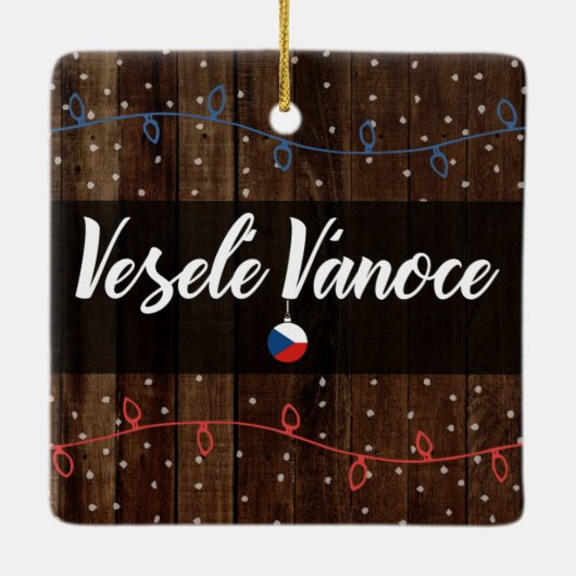 Tsjechisch kerstfeest, Veselé Vánoce Rustic Style Keramisch Ornament (Achterkant)