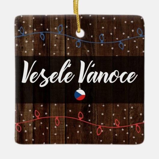 Tsjechisch kerstfeest, Veselé Vánoce Rustic Style Keramisch Ornament (Voorkant)