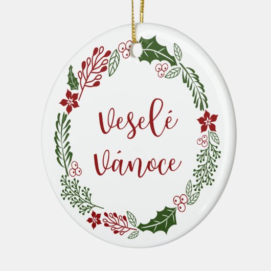 Tsjechisch Kerstkrans, Veselé vánoce Keramisch Ornament (Links)