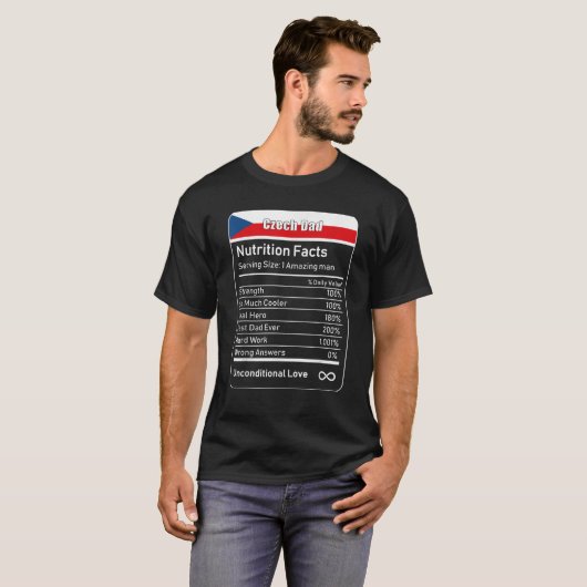 Tsjechisch Papa Voeding Feiten Vaderdag Gift T Shi T-shirt (Voorkant volledig)
