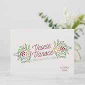 Tsjechisch Prettig Kerstmis & Gelukkig Nieuwjaar Feestdagenkaart (Staand voorkant)