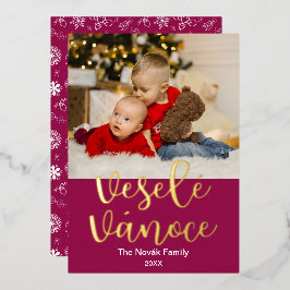 Tsjechisch Vrolijk Kerstfeest, Veselé Vánoce, Eleg Folie Feestdagenkaart