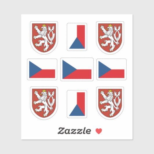 Tsjechisch wapen en vlaggen sticker (Vel)