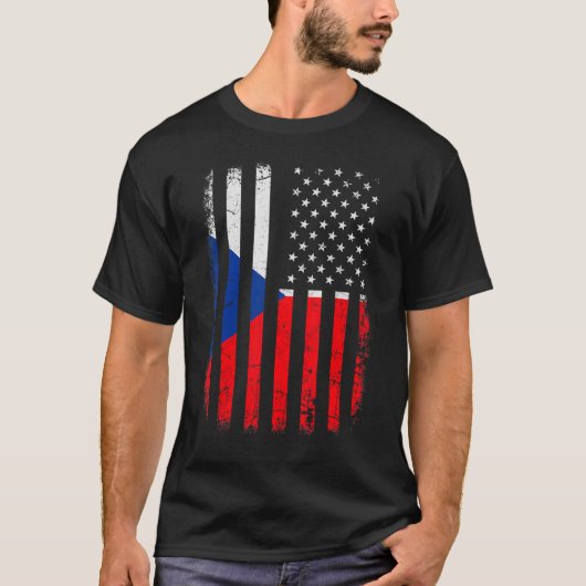 Tsjechische Amerikaanse vlag Amerikaanse pride H T-shirt (Voorkant)