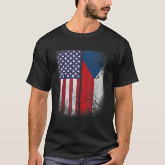 Tsjechische Amerikaanse vlag T shirt Tsjechische R