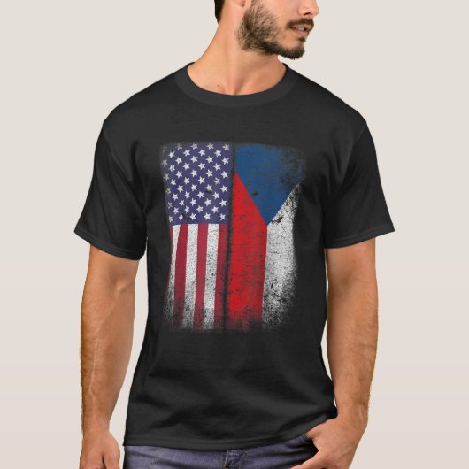 Tsjechische Amerikaanse vlag T shirt Tsjechische R (Voorkant)