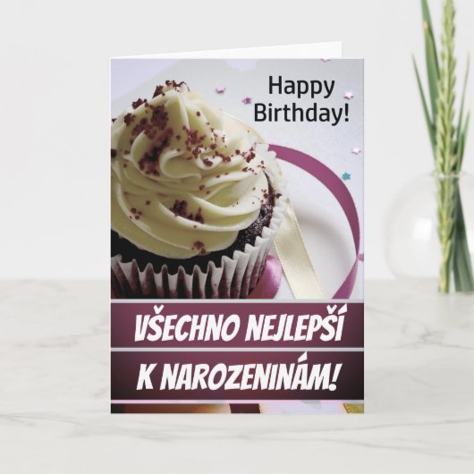 Tsjechische Birthday Kaart Všechno Nejlepší K Naro (Voorkant)