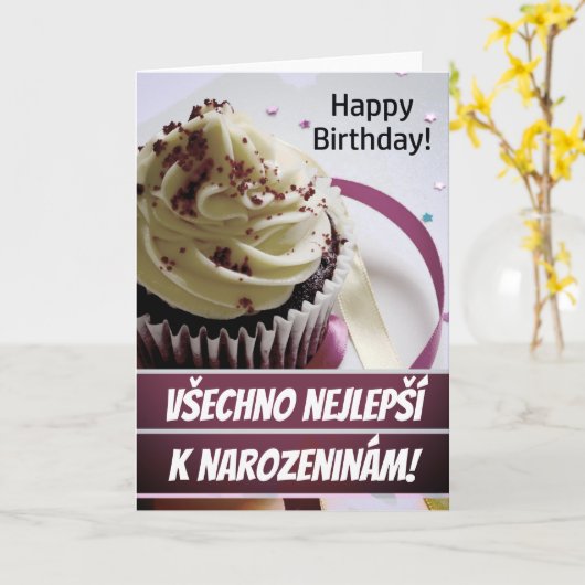 Tsjechische Birthday Kaart Všechno Nejlepší K Naro (Gele Bloem)
