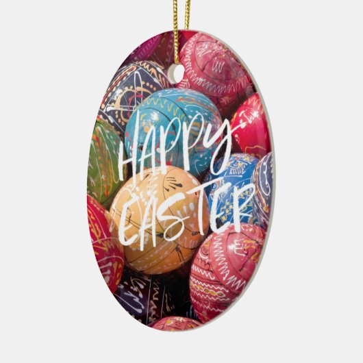Tsjechische gedecorbeerde paaseieren, paasbewaarde keramisch ornament (Links)
