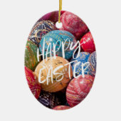 Tsjechische gedecorbeerde paaseieren, paasbewaarde keramisch ornament (Voorkant)