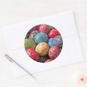Tsjechische gedecorbeerde paaseieren ronde sticker (Envelop)