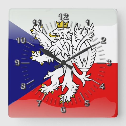Tsjechische glanzende vlag vierkante klok (Voorkant)